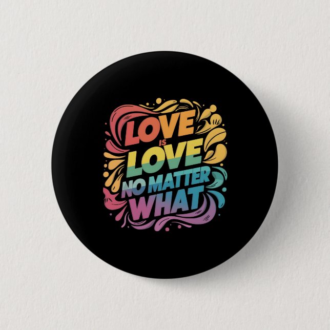 Love Is Love No What Sticker  Button (Front)