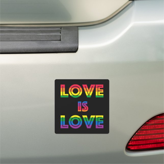 Love is Love On Black Gay Pride Car Magnet (In Situ)