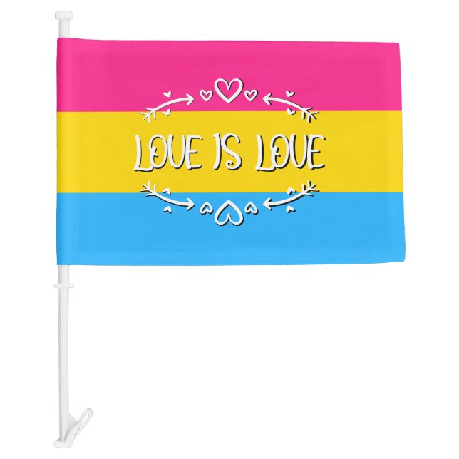 Love is Love Pansexual Pride Personalize Car Flag (Front)