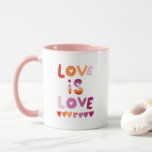 LOVE IS LOVE Pink Purple Lesbian Gay Pride Mug<br><div class="desc">Hope you like this cute mug design,  check my shop for more colors and other designs plus matching items like tshirts,  flags,  stickers and cards.Let me know if you'd like something custom.</div>