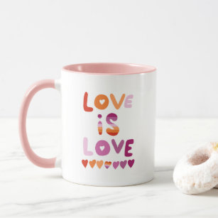 LOVE IS LOVE Pink Purple Lesbian Gay Pride Mug