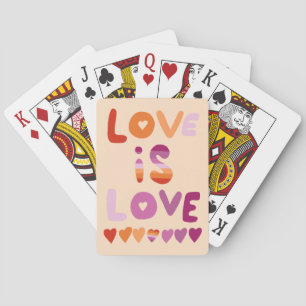 LOVE IS LOVE Pink Purple Pride Lesbian Flag Poker Cards