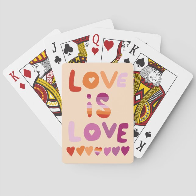 LOVE IS LOVE Pink Purple Pride Lesbian Flag  Poker Cards (Back)