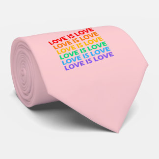Love is Love pink rainbow LGBT pride Neck Tie