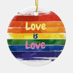 Love is Love, Pride design Ceramic Ornament