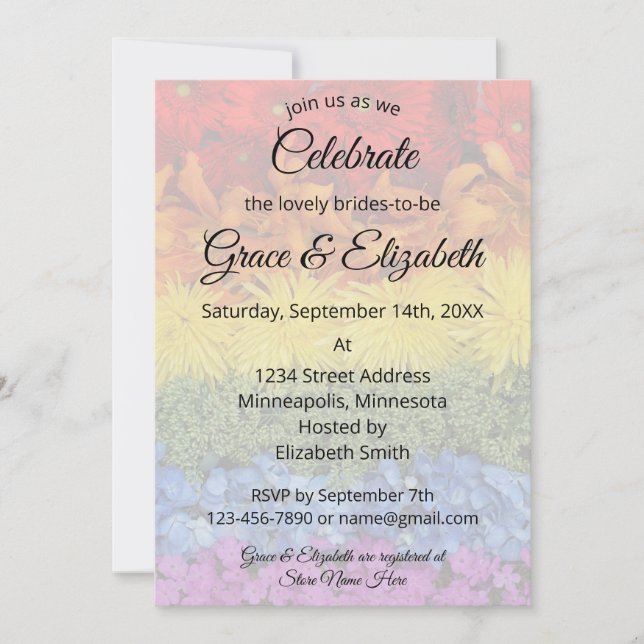 Love Is Love Pride Floral Bridal Shower Invitation (Front)