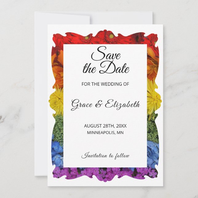Love Is Love Pride Floral Save the Date Card (Front)