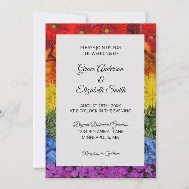 Love Is Love Pride Floral Wedding Invitation (Front)