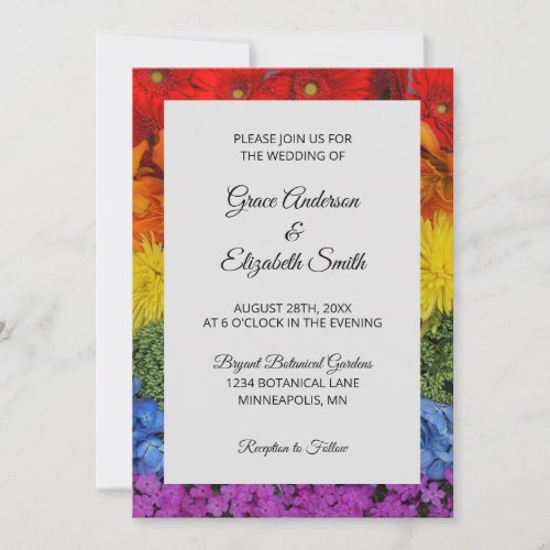 Love Is Love Pride Floral Wedding Invitation