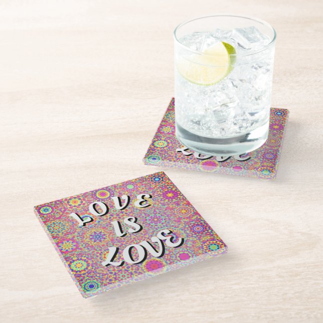 Love Is Love Pride Glass Coaster (Angled)