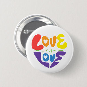 Love is Love Pride – Heart Shaped Rainbow LGBTQ+ Button