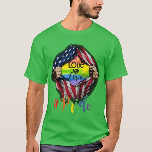 Love is Love Pride LGBT Supports American Flag boy T-Shirt (Front)