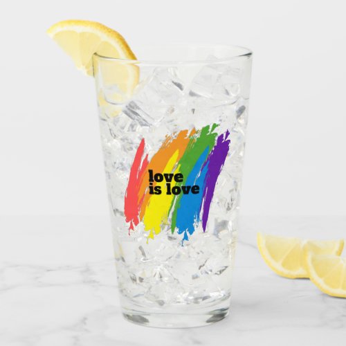 Love Is Love Pride LGBTQ Rainbow Motif Glass