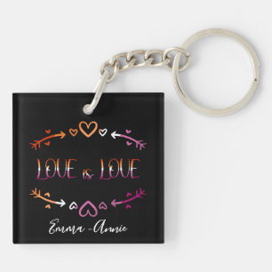 Love is Love Pride Month Lesbian Couple Acrylic Keychain