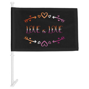 Love is Love Pride Month Lesbian Couple Car Flag