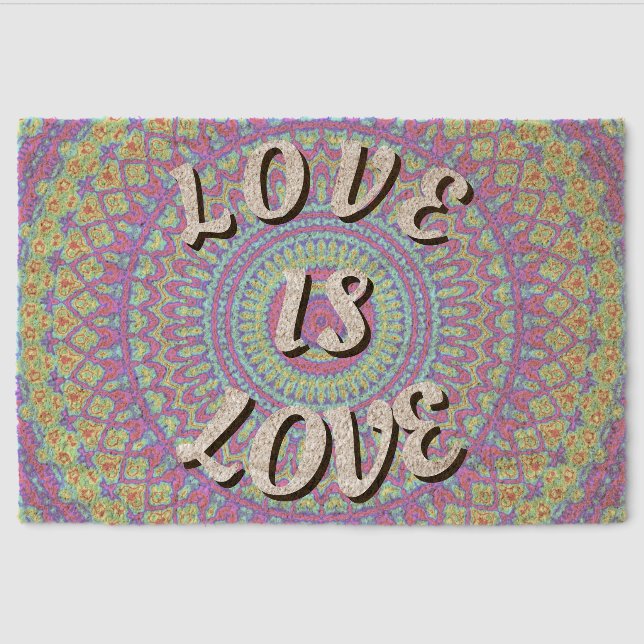 Love Is Love Pride  Phone Ring Stand Fiber Doormat (Front)