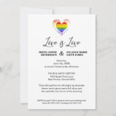 Love is Love Pride Rainbow Heart LGBT Photo Invitation (Back)