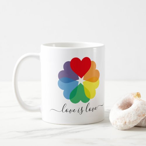 Love is Love Pride Rainbow Hearts  Coffee Mug