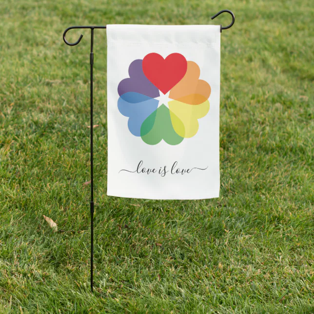Love Is Love Pride Rainbow Hearts Garden Flag | Zazzle