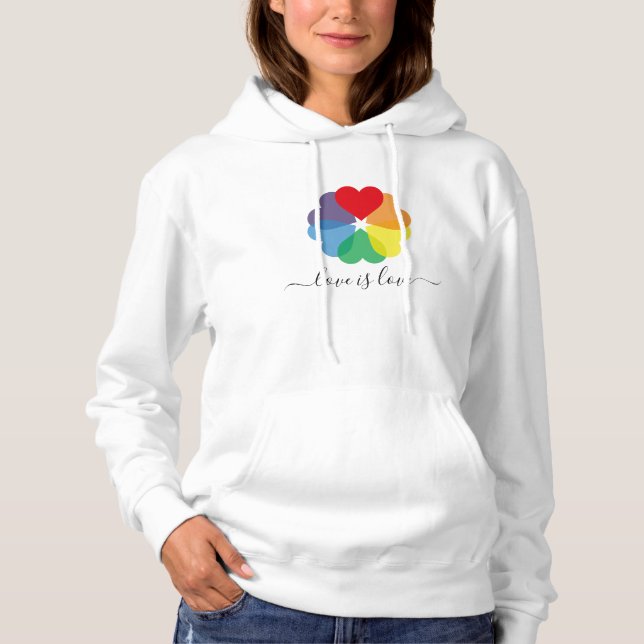 Love Is Love Pride Rainbow Hearts Hoodie (Front)