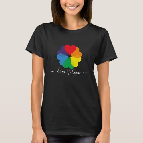 Love is love Pride Rainbow Hearts LGBTQ T_Shirt