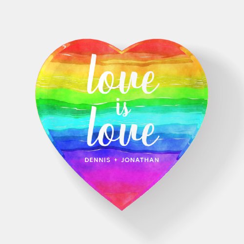 Love is Love Pride Rainbow Watercolor Paperweight