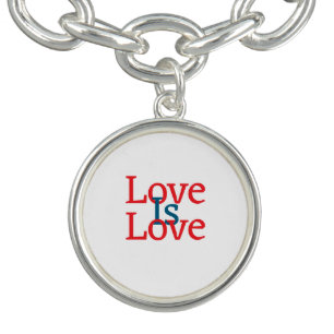 Love is love pride red blue June LGBTQ simple text Bracelet
