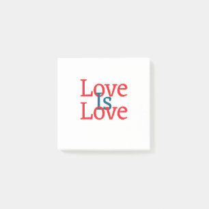 Love is love pride red blue June LGBTQ simple text Post-it Notes