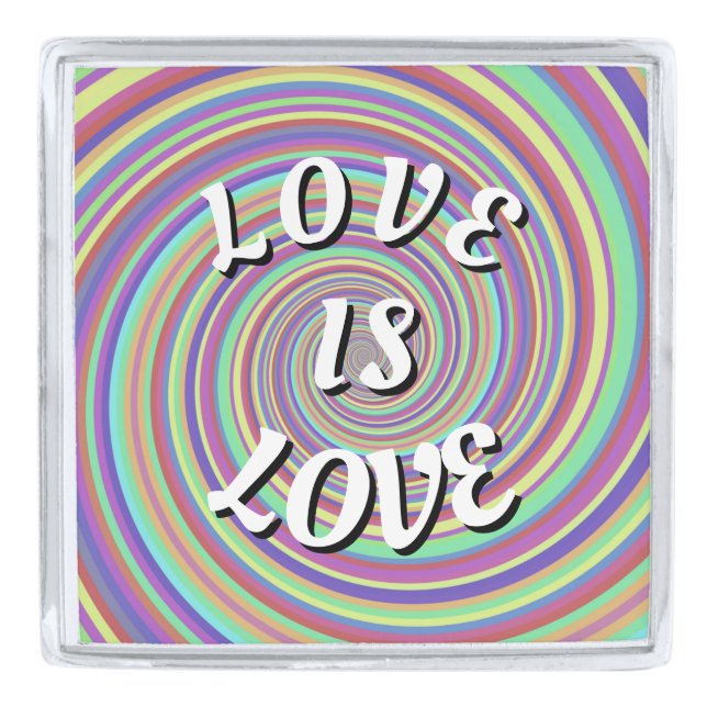 Love Is Love Pride Silver Finish Lapel Pin (Front)