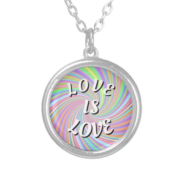 Love Is Love Pride Silver Plated Necklace (Front)