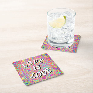 Love Is Love Pride Square Paper Coaster