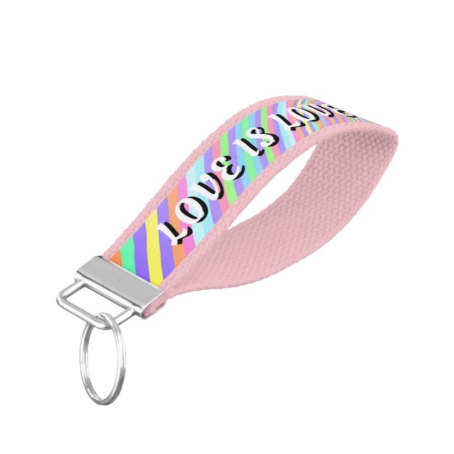 Love Is Love Pride Wrist Keychain (Angled Down)