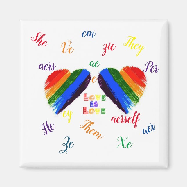 Love is love pronouns magnet (Front)