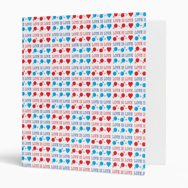 LOVE is LOVE quote in red and blue 3 Ring Binder (Front/Inside)