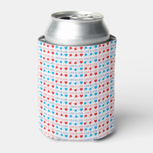 LOVE is LOVE quote in red and blue Can Cooler