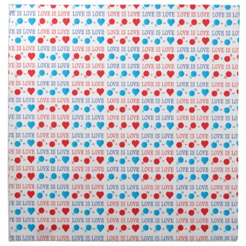 LOVE is LOVE quote in red and blue Cloth Napkin