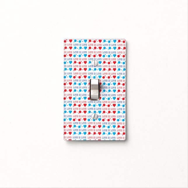 LOVE is LOVE quote in red and blue Light Switch Cover (In Situ)