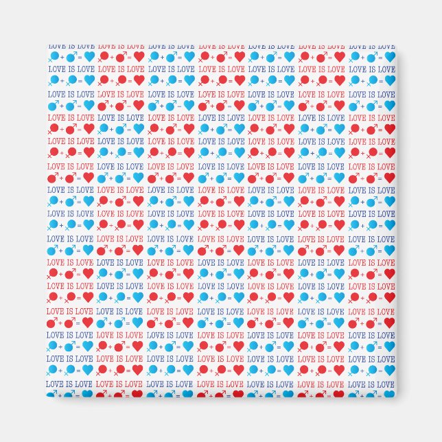 LOVE is LOVE quote in red and blue Magnet (Front)