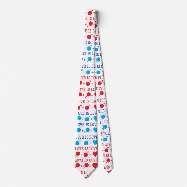LOVE is LOVE quote in red and blue Neck Tie (Front)