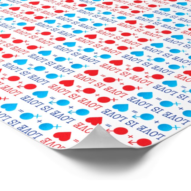 LOVE is LOVE quote in red and blue Poster (Corner)