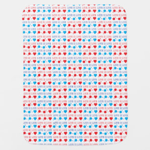 LOVE is LOVE quote in red and blue Stroller Blanket