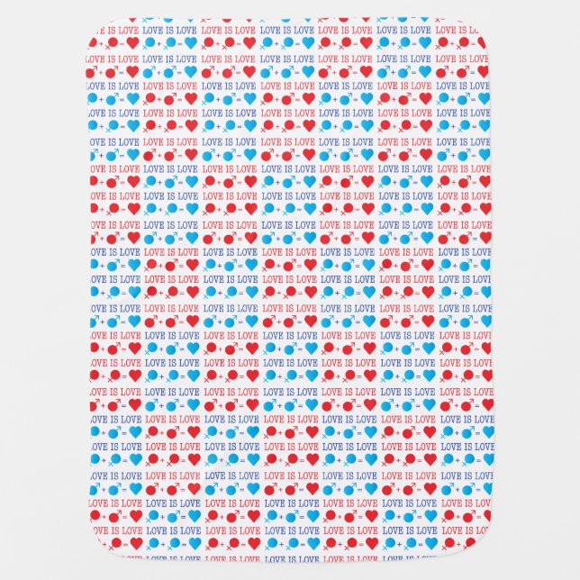 LOVE is LOVE quote in red and blue Stroller Blanket (Front)