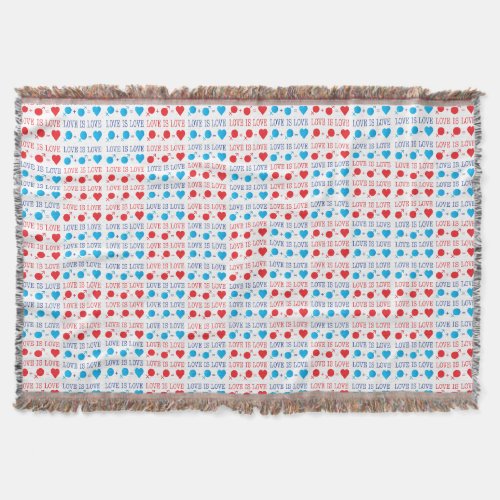LOVE is LOVE quote in red and blue Throw Blanket