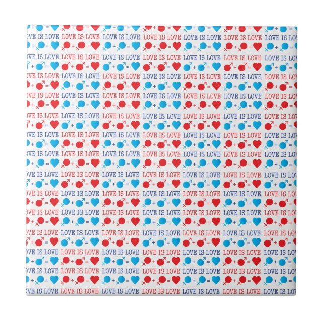 LOVE is LOVE quote in red and blue Tile (Front)