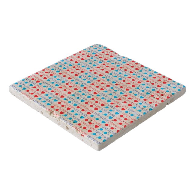 LOVE is LOVE quote in red and blue Trivet (Corner)