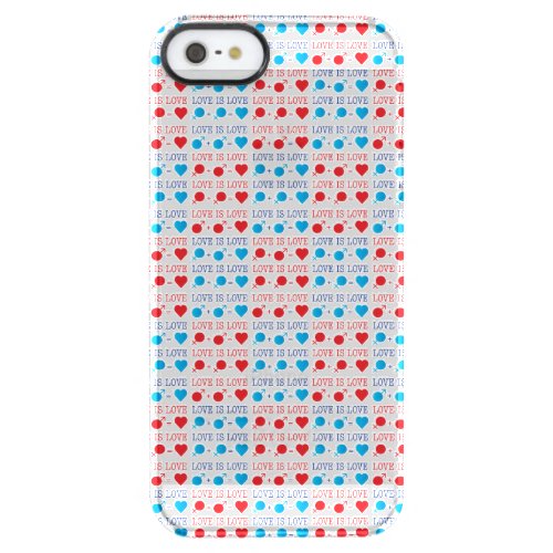 LOVE is LOVE quote in red and blue Clear iPhone SE55s Case