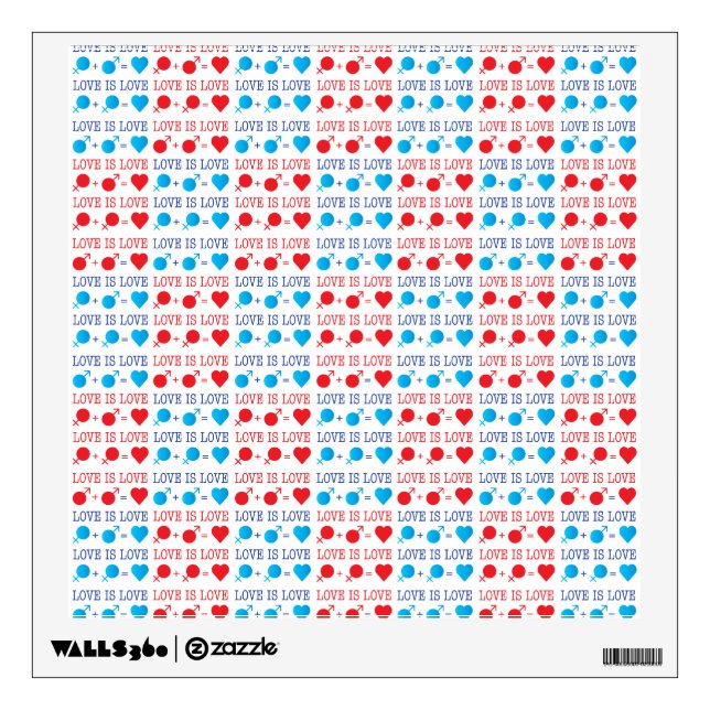 LOVE is LOVE quote in red and blue Wall Sticker (Front)