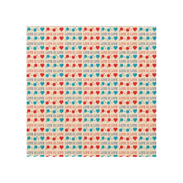 LOVE is LOVE quote in red and blue Wood Wall Art (Front)