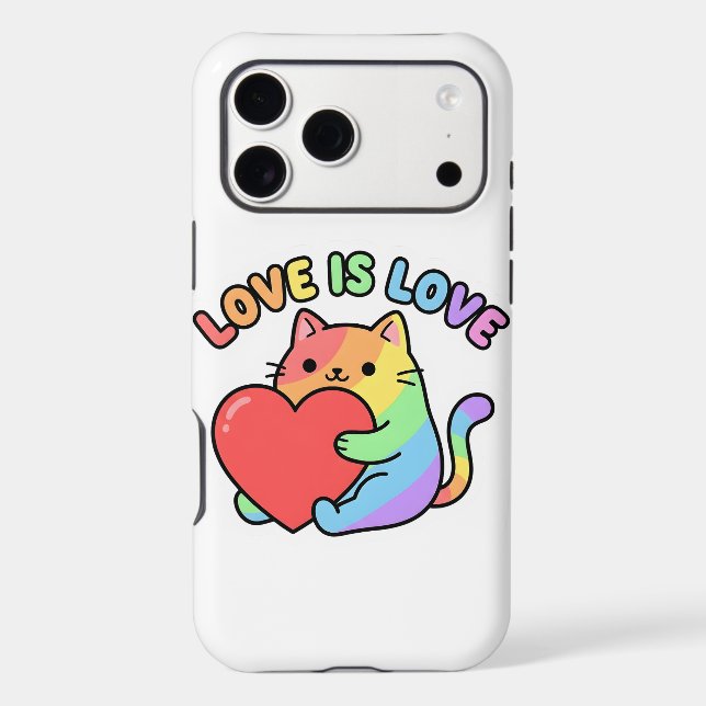 Love Is Love Rainbow Cat Gift, Cute Pride iPhone Case (Back)