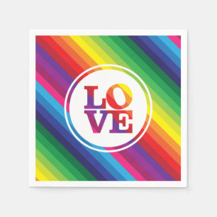 LOVE IS LOVE rainbow colors spot typography bold Napkins